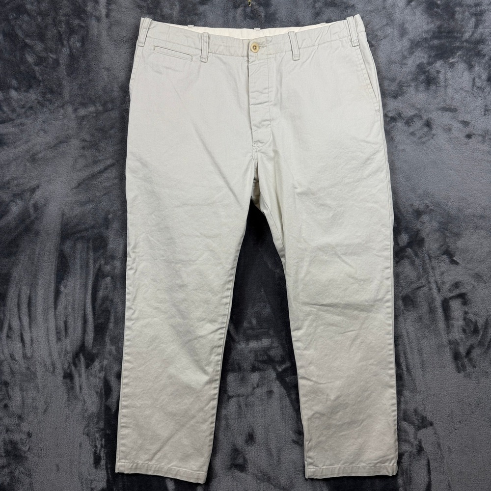 Buck Mason Officer Pant Mens Size 34 Beige Slub Twill Chinos 14023